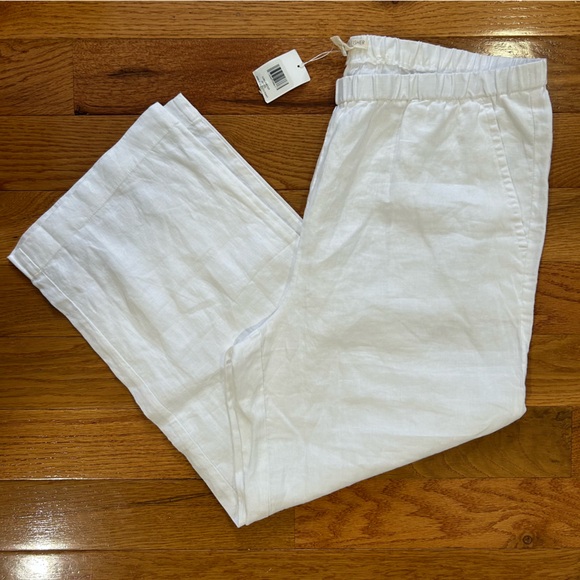 Eileen Fisher White Organic Linen Straight Pants PL - Picture 10 of 16